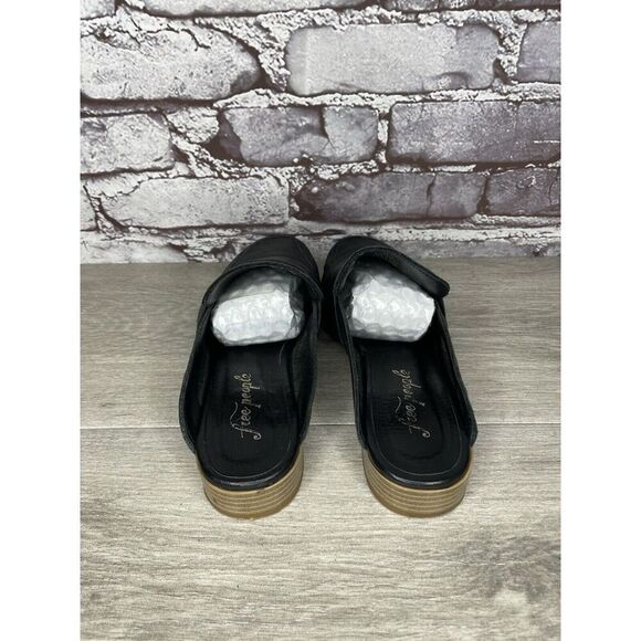 Free People At Ease Black Leather Loafer Slip On Classic Mules Women Sz 38.5EU/8 - Picture 13 of 16